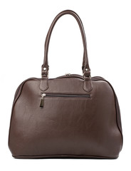Brown female handbag over white