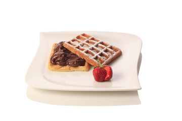 Waffles with chocolate cream