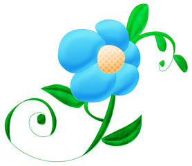 decorative blue flower. clipping path included.