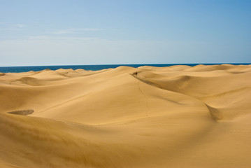 Sand dunes with sea on the horizont