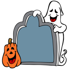 Tombstone Ghost Pumpkin