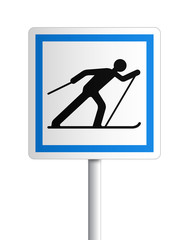 Panneau - point de départ d'un cicuit de ski