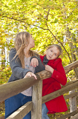 Fototapeta premium Nice girls in autumnal forest