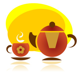 tea cup and tea pot