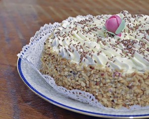 closeup of a Chantilly cake