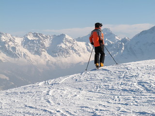 Fototapeta na wymiar Narciarze stojących na nartach