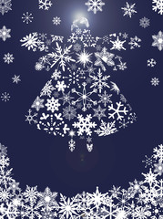 Christmas Angel Flying with Snowflakes