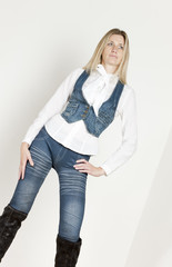 standing woman wearing fashionable clothes