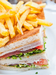 Sandwich with bacon - chicken, cheese and lettuce