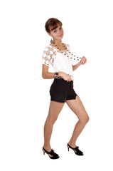 Fototapeta premium Girl in shorts and blouse.