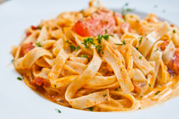 Italian meat sauce noodles on the table