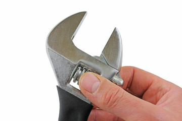 hand on adjustable wrench