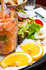 Fresh seafood salad with smoked salmon