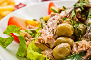 Fresh seafood salad with smoked salmon