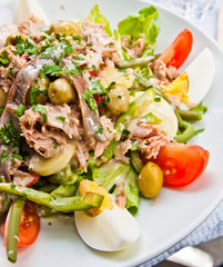 Fresh seafood salad with smoked salmon