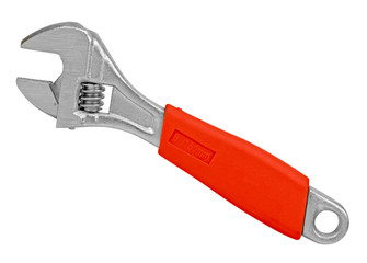 Wrench with a red handle.