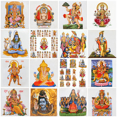 collage with variety of asian religious symbols