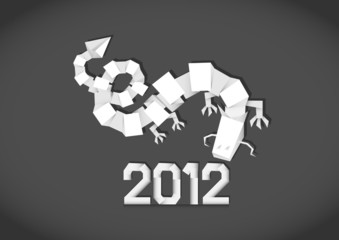 2012 / origami / water black dragon