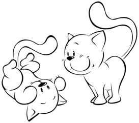 playing kitten sketch