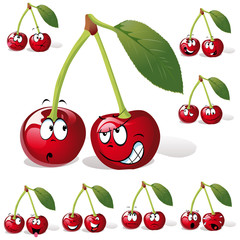 cherry with many expressions