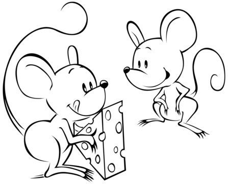 two mouses with cheese sketch