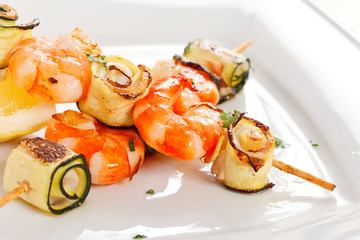 Prawn Skewers with vegetables