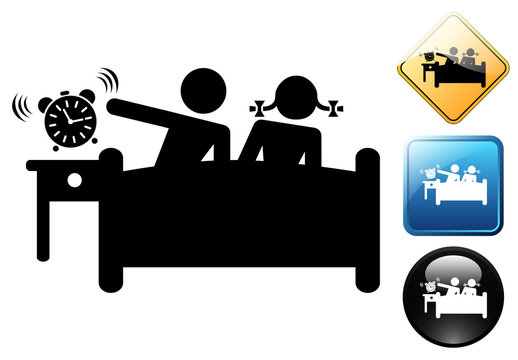 Alarm clock pictogram and signs