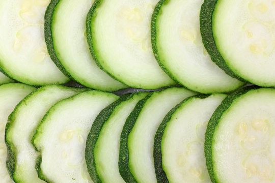 Close View Of Sliced Zucchini