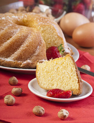 piece of cake on a white plate