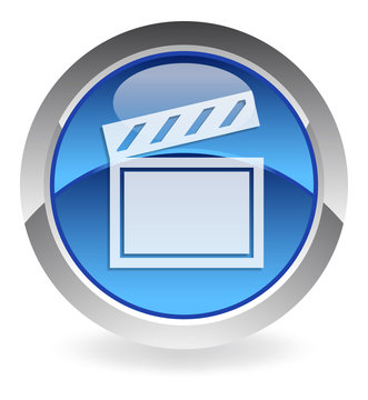 blue vector button "video clip"