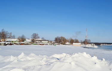 View of Svir river at winter