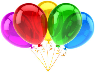 Balloons party happy birthday decoration five multicolored