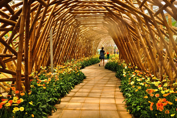Beautiful wooden arch with flowers