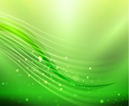 Vector abstract green wave background