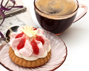 cup of coffee and a piece of cake