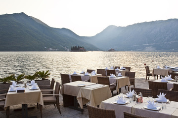 luxury restaurant on the sea in kotor bay