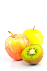 Apple and Giwi fruit, isolate on white