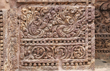 Brilliant floral design in sandstone, Sun temple Konark