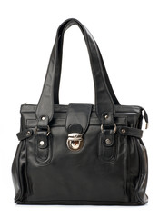 Black female handbag over white