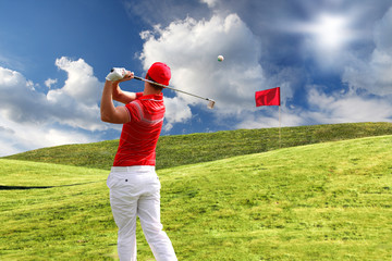 Man playing golf