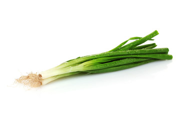 green onions isolated on white