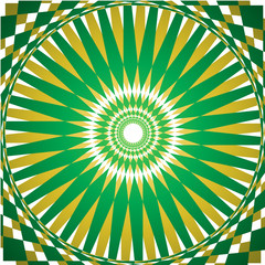 Folklore green and yellow vector kaleidoscope background