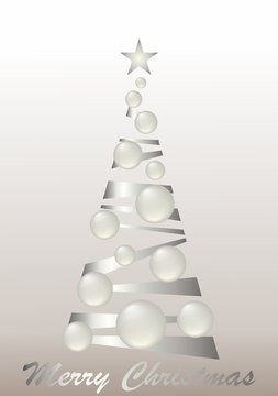 Abstract christmas tree with silver ribbons
