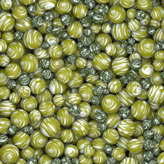 abstract textured pearls in olive green