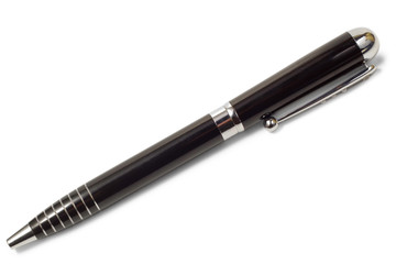 black ballpoint pen isolated on white background