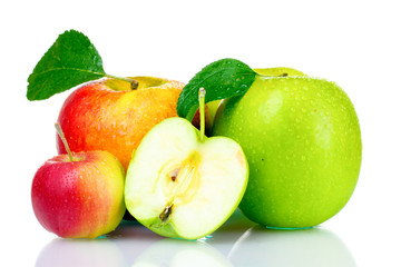 Many fresh ripe apples isolated on white