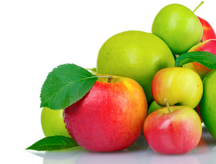 Group of fresh ripe apples isolated on white