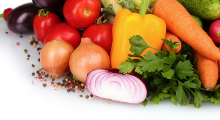 Fresh vegetables isolated on white