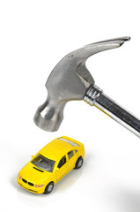 Hammer and toy car