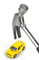Hammer and toy car